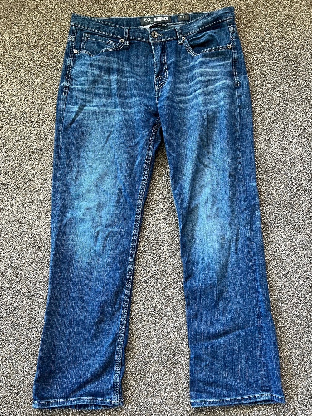 Vintage BKE Derek Denim Jean 33x32(31) Distressed Y2K Skater Grunge Thick Stitch